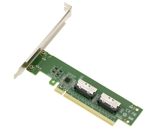 Carte PCIe 5.0 vers 2 ports MCIO 8i pour SSD NVMe M2 M3 U2 U3