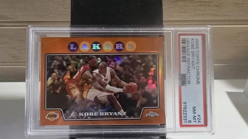 2008-09 Topps Chrome Orange Refractor 021/499 Kobe Bryant & LeBron James PSA 8