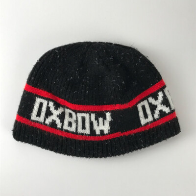 Oxbow spellout black with red stripe Winter Hat Beanie Cap
