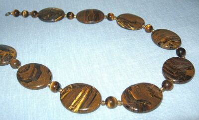 Tiger Eye Necklace 19'' long   tiger eye naturally layered in matrix