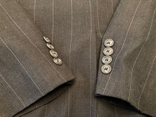 Burberry Mens 44R Vintage Sport Coat Dark Gray Pinstripe Two Button EUC Nice!! - Picture 3 of 7