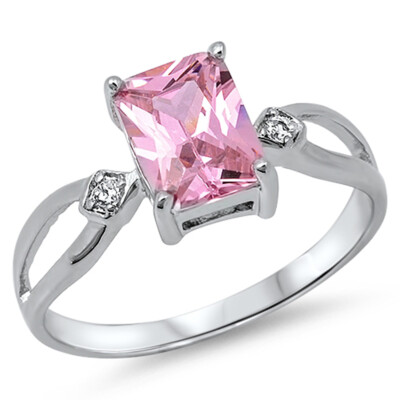 ●VVV● Silver 925 Pink Cubic Cutie Ring 24FWRG044SVF Sterling Silver Pink CZ Ring