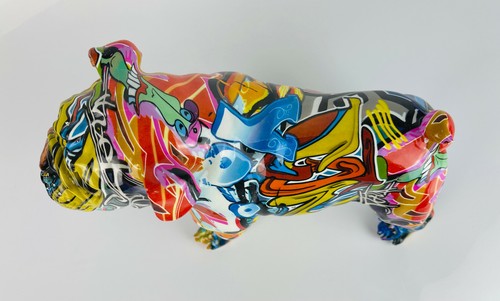 Multicolour Graffiti Street Art Urban British Bulldog Ornament Figurine Dog - Picture 9 of 10