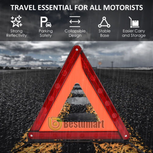 3-15X Car Emergency Warning Triangle DOT Approved Reflective Safety Roadside Kit - Picture 8 of 39