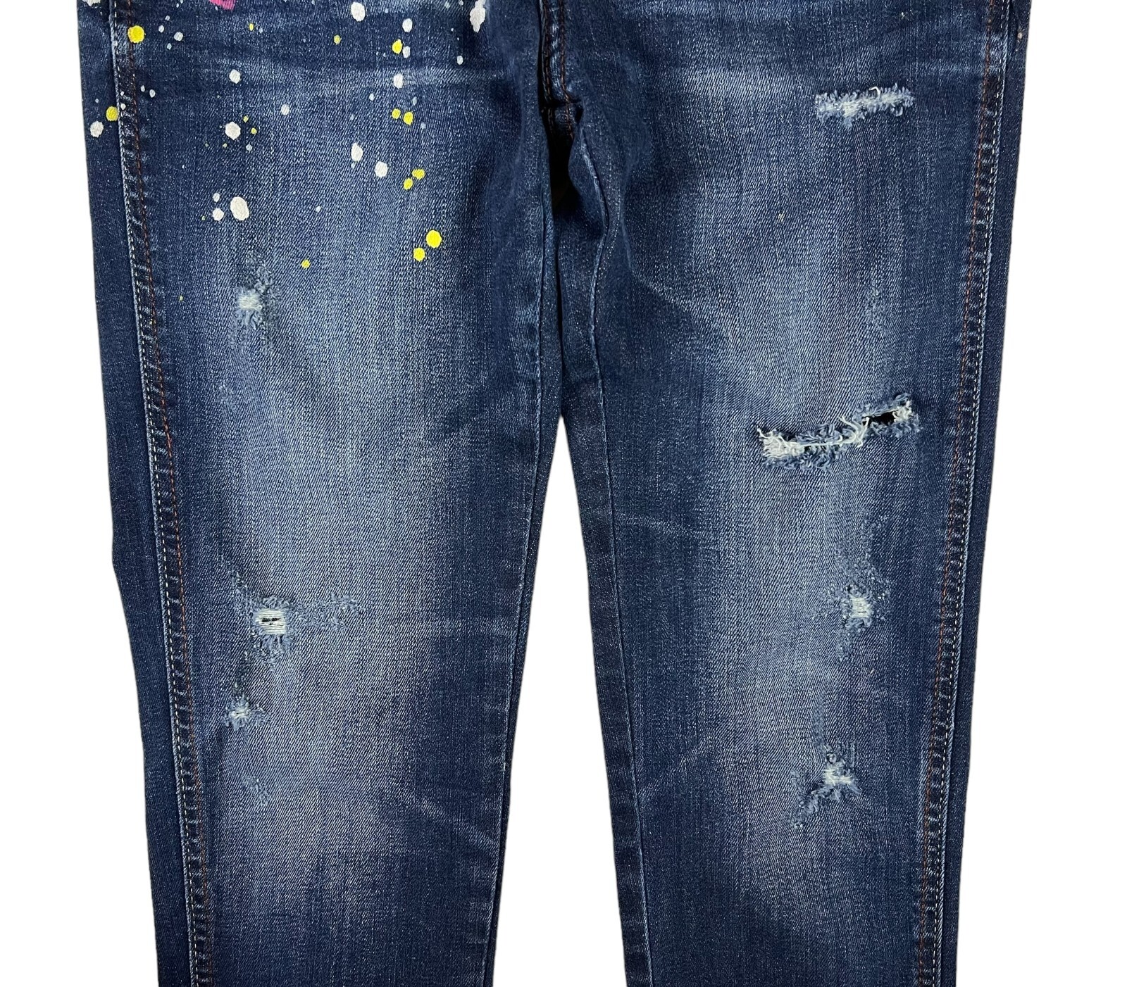 Zara Basic Z1975 Paint Splattered Distressed Skin… - image 4