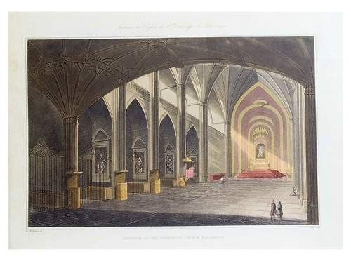 1809 - Spain - Salamanca Dominican Church - Hand coloured ENGRAVING (01917) - Picture 2 of 2