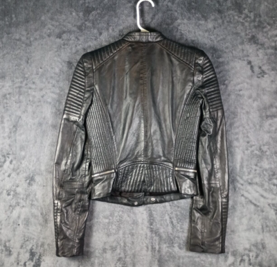 Zara Leather Biker Jacket Women Extra Small Black Moto Cafe Zara Leather Biker Jacket Women Extra Small Black Moto Cafe