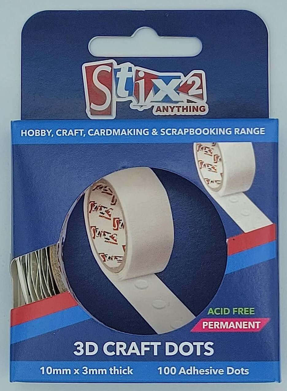 100 x 10mm 3D PERMANENT CRAFT DOTS ACID FREE GLUE ADHESIVE HOBBY MOUNTING S57118