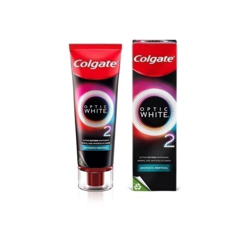 12 x dentifrice optique blanc Colgate O2 menthol aromatique blanchiment des dents 85 g - Photo 5/6