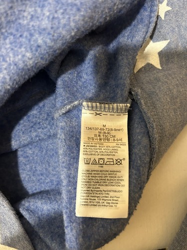 Gap Kids Girls Blue Hooded Sweatshirt Zippered Front Jacket Sparkle Stars Sz 8 - Picture 6 of 6