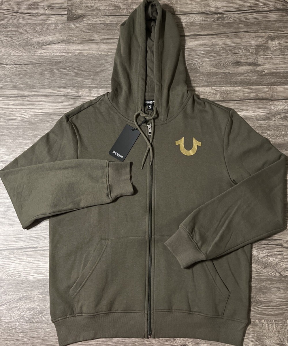 True Religion NWT Men's Metallic City Buddha Zip Hoodie