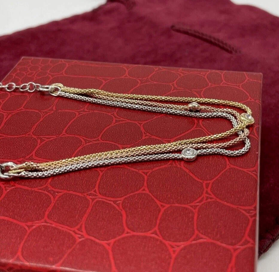 Bracciale donna multifilo color argento dorato ramato in argento925 e punti luce - Immagine 4 di 4