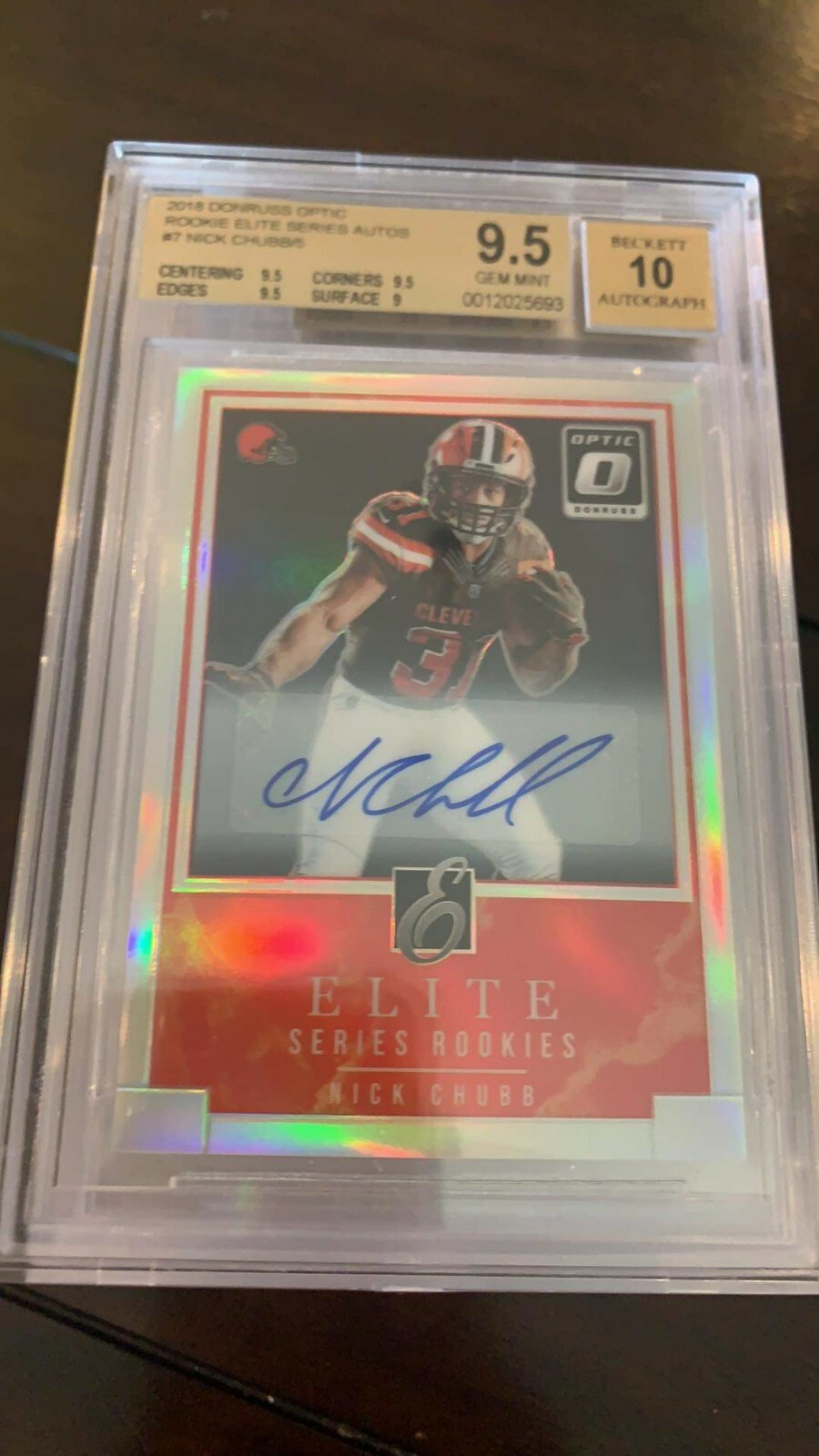 NICK CHUBB 2018 DONRUSS OPTIC RC ROOKIE ELITE SERIES AUTOGRAPH BROWNS AUTO #4/5