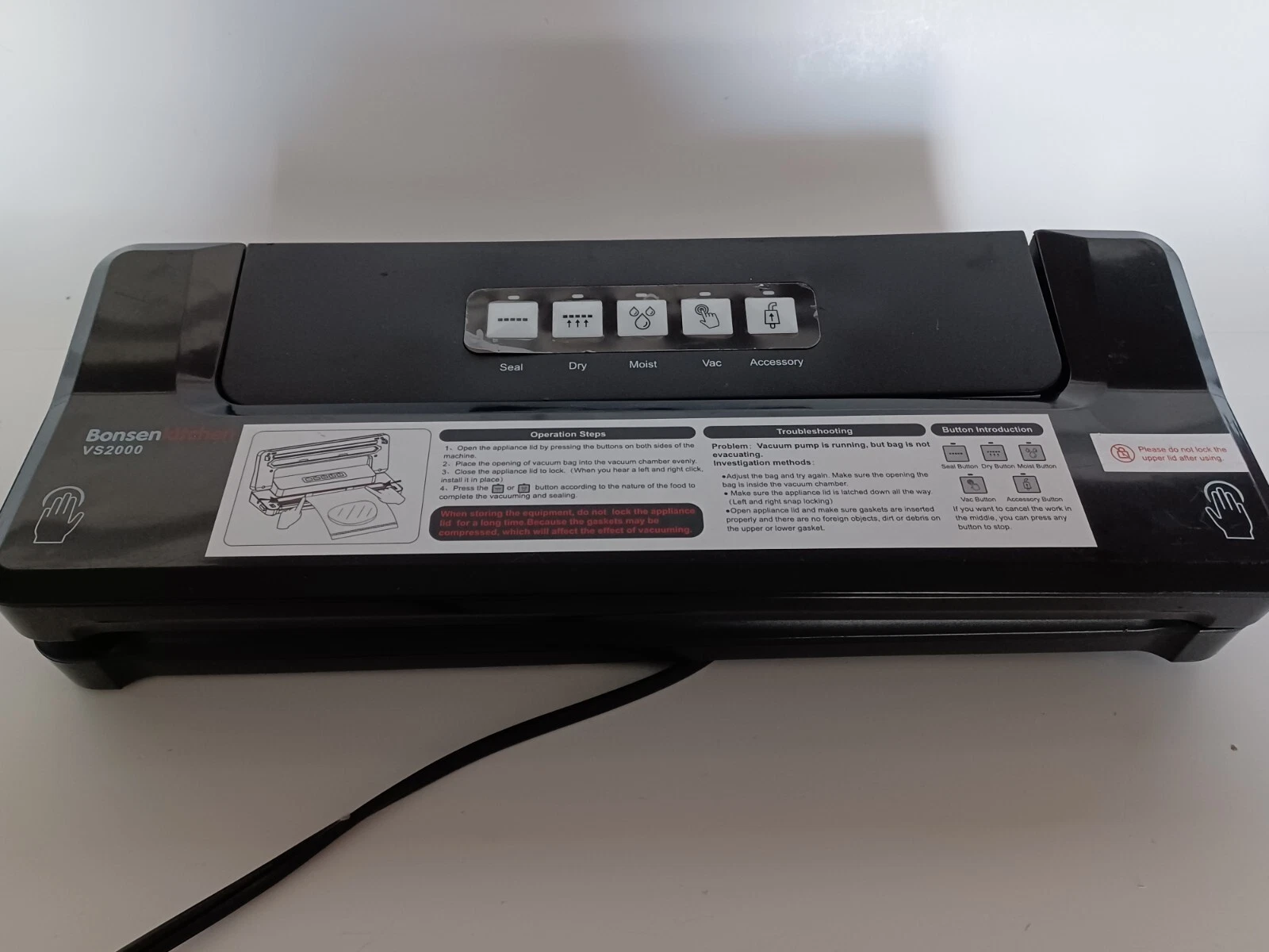 Bonsenkitchen Food Sealer Machine, Dry/Moist Vacuum Sealer VS2000