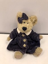 Vtg The Boyds Collection Bear J.B. Bean Series 1985-98 10" Blue Dress  Hair Bow