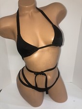 Exotic dancewear-Black Mini Triangle Top with Thong Bottom