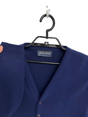 Vintage Supreme Orlon Robert Bruce Men's Navy Blue Cardigan