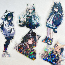 Cat Ear Girl Stickers Anime Kawaii Junk Journals Collage Scrapbooking
