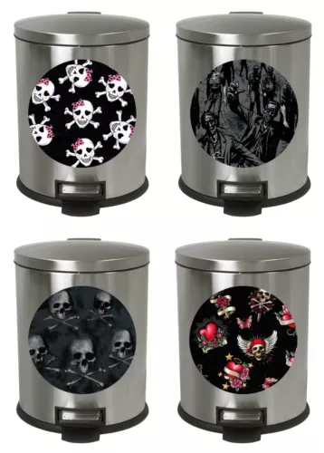 1.3 Gallon Stainless Step Trash Can Skull Zombie Wastebasket Bedroom Bath