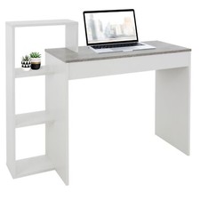 Bureau avec étagère table de travail d'ordinateur modern blanc/ plateau gris