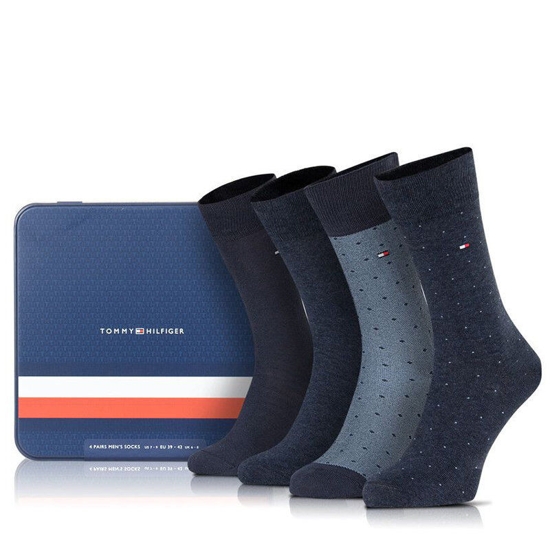 TOMMY HILFIGER Mens Socks Size 9-11 Cotton 4 Pack Crew Mid Calf Work ...