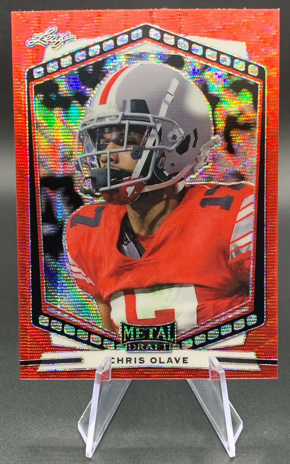 Chris Olave Leaf Draft Metal Portrait #PCO1 Pink Wave
