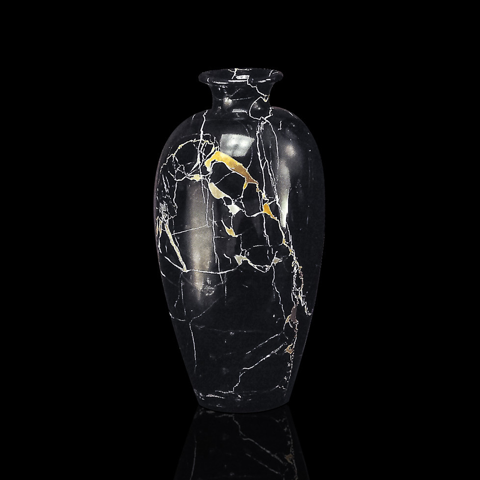 Vase Vases Classic Marble Portoro Made In Italy Black Marble Vase