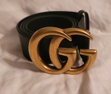 Gucci Marmont Black Belt 80 / 32 Double G Gold Logo w/ Free Shipping