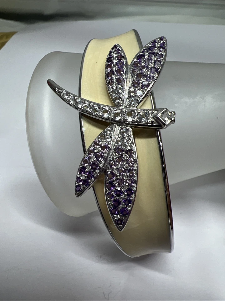 Brazalete Brazalete Brazalete Plata 925 Insecto Libélula Circonita Estrás Foto 4 de 4