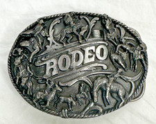 Siskiyou Rodeo Belt Buckle Vtg 1988 Pewter Western Cowboy Heavy Made USA