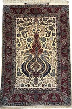 Signiert! Isfahan 163 x 110cm mit Seide Esfahan Silk handgeknüpft Teppich Carpet