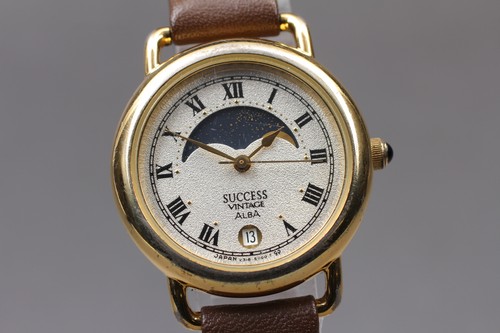 [Exc+5] SEIKO Alba V318-6000 Moon Phase Roman 28mm Quartz Women's Watch