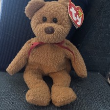 Ty Beanie Baby CURLY the Brown Bear Plush Stuffed Animal Toy