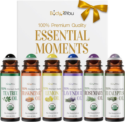 6PC Essential Oils Gift Set - Tea Tree Rosemary Eucalyptus Frankincense Lemon La