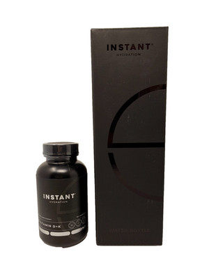 Instant Hydration Vitamin D+K Dietary Supplement 90 Capsules +Glass Water Bottle