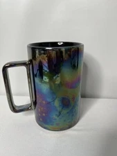 Starbucks Black Purple Iridescent Oil Slick Ceramic Coffee Tea Mug Cup 12 oz