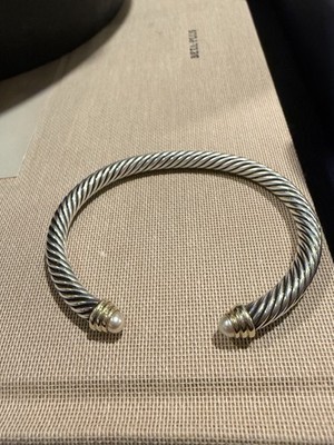 David Yurman Classic Cable Bracelet 14K Yellow Gold and Freshwater Pearls