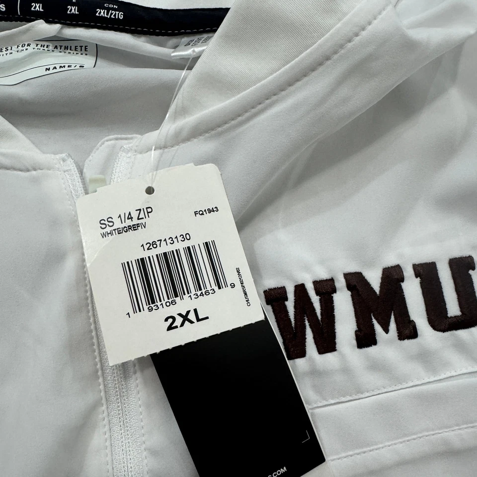 NUEVO Pullover Adidas Western Michigan Broncos Para Hombre 2XL Blanco Bateador de Béisbol WMU Foto 4 de 4