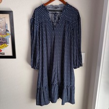 Suzanne Betro Polka Dot Peasant Dress Ruffle Flowy Plus Size 4X Boho Minimalist