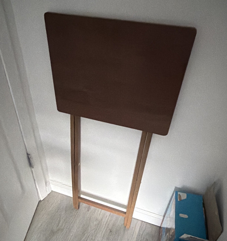 Set of west elm Bohemian Folding TV Tray Table Brown Wood Lacquered