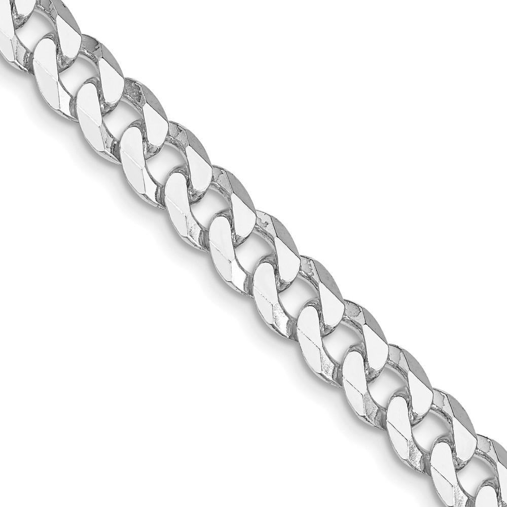 Sterling Silver Rhodium-plated 7mm Beveled Curb Chain Necklace 22