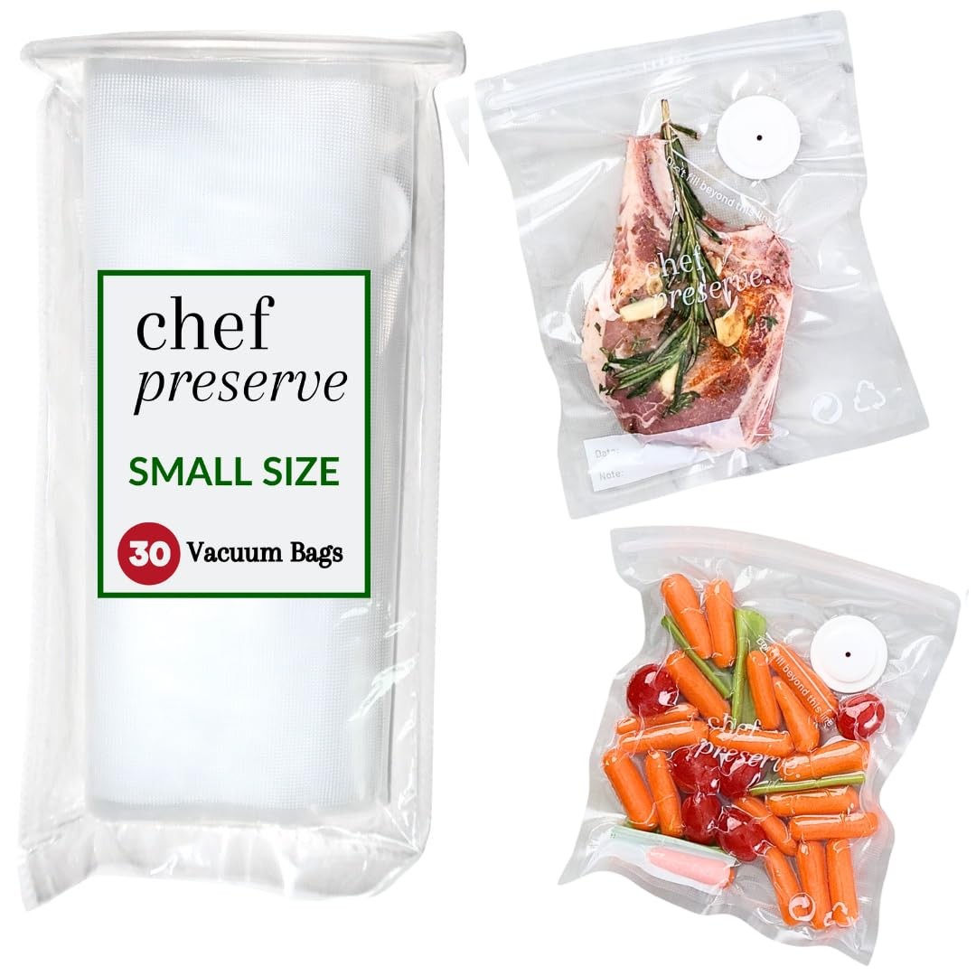 Compact Vacuum Sealer Bags - 30 Pack for Food Storage & Freezing