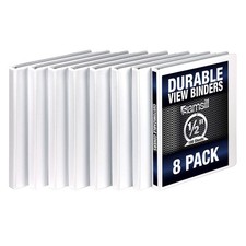 Samsill Durable .5 Inch Binder, Made in the USA, Round Ring .5-Inch, White