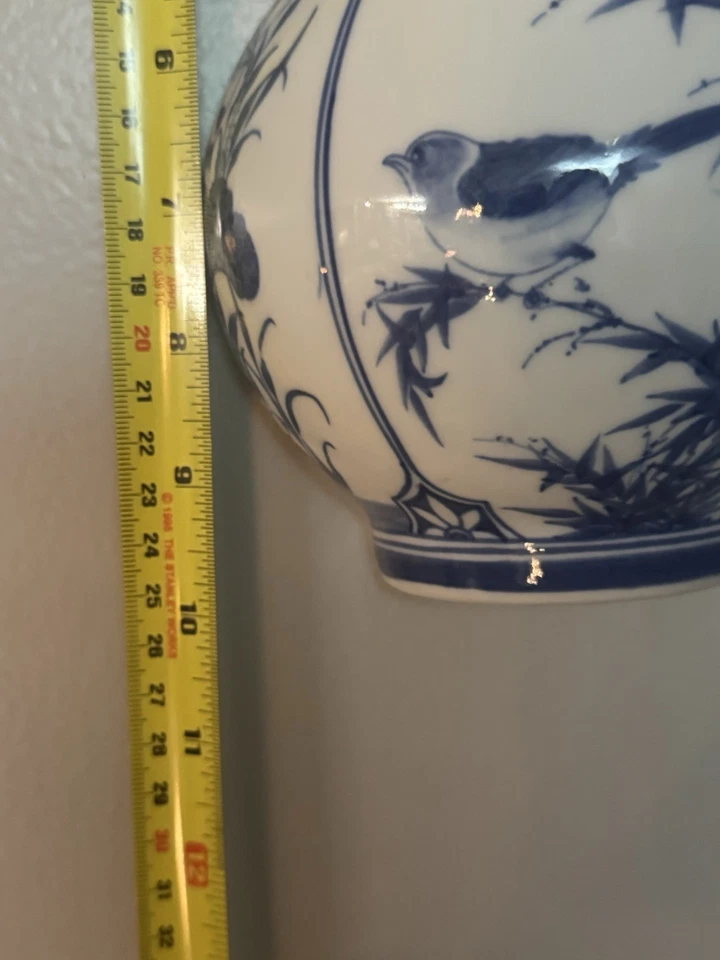 Jarrón chino Yuhuchun florero de porcelana azul y blanco Foto 4 de 4