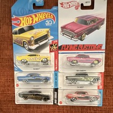 Hot Wheels HW Flames Rod Squad Flying Customs Diecast  55 Chevy Bel Air Lot of 6