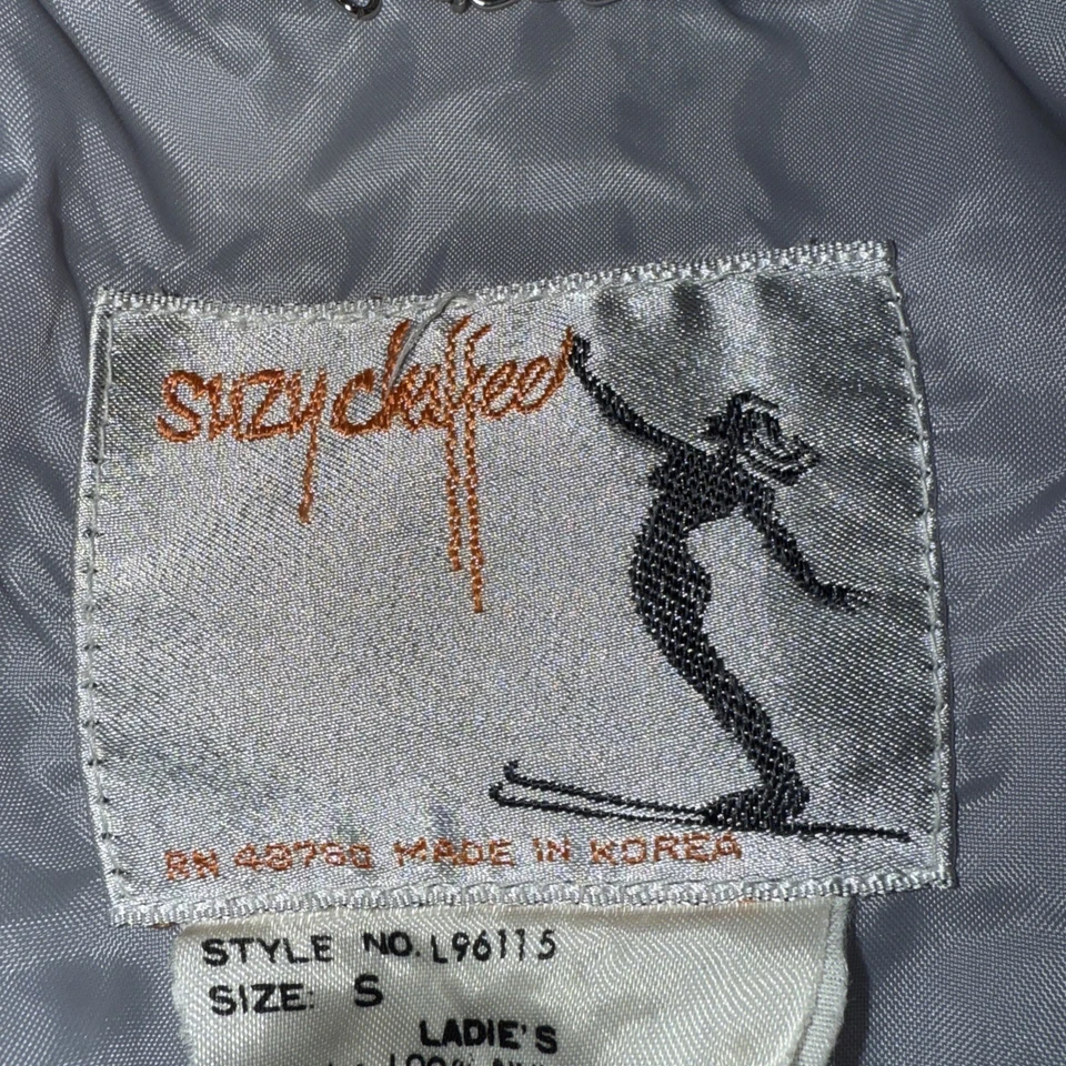 Chaleco acolchado de esquí vintage raro años 70-80 Suzy Chaffee S escena de montaña con sol Foto 2 de 4