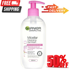 Garnier Micellar Gel Face Wash For Sensitive Skin 200ml, Gentle Face Cleanser &