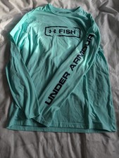 Under Armour Rozmiar męski Medium Turkusowy Luźny krój Heatgear Długi rękaw Fish Shirt