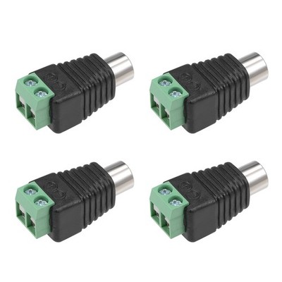 RCA Female Connector to AV 2-Screw Terminal Audio Video Adapter CCTV DIY 4pcs