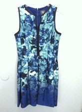 Vince Camuto Dress Sz 12 Blue Aqua Sleeveless Fit & Flare V-Neck Lined